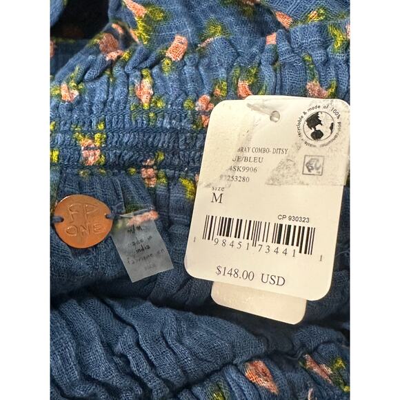 Free People One Brynn Floral Printed Maxi Skirt Size Medium NWT Blue Floral - Picture 13 of 14